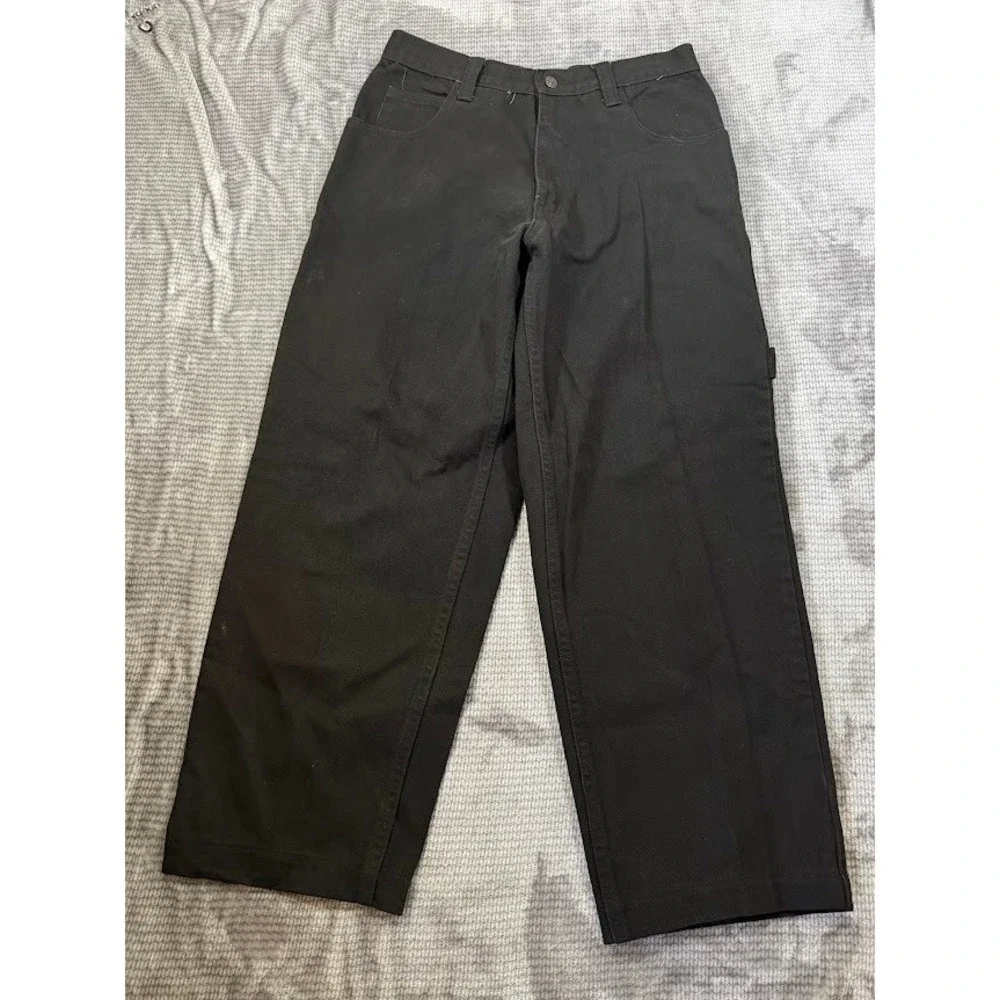 Vintage Tommy Hilfiger Carpenter Pants Mens 30X29 Black Cotton Wide Leg Workwear